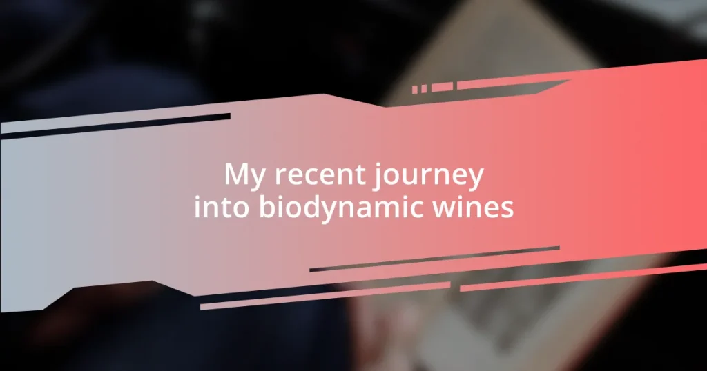 My recent journey into biodynamic wines